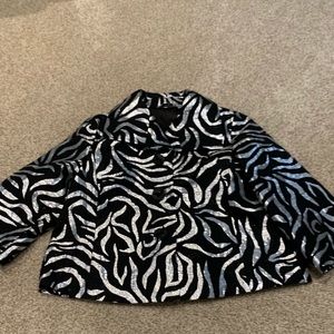 Laura Ashley black/silver 3/4 sleeve blazer L.